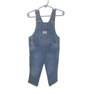OSHGOSH Toddler Girl 2T Polka Dot Vestbak Denim Overalls